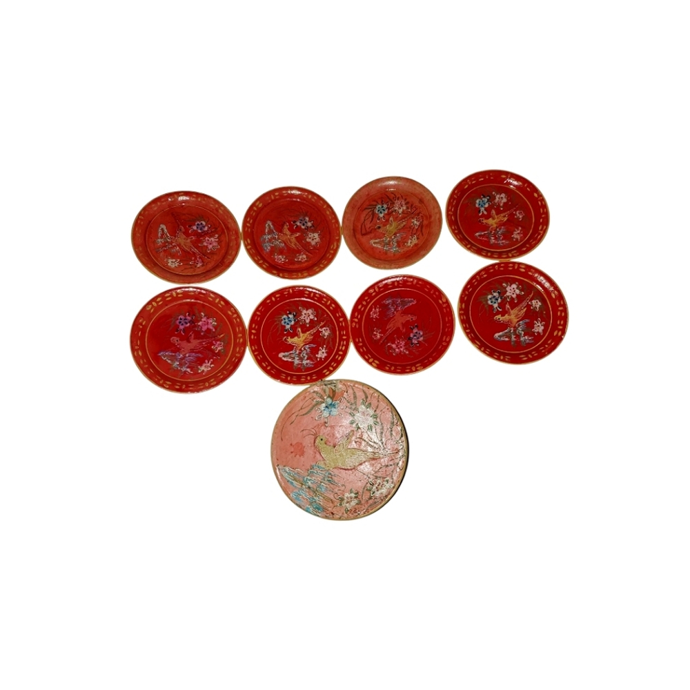 Vintage Hand Painted Paper Mache Coasters